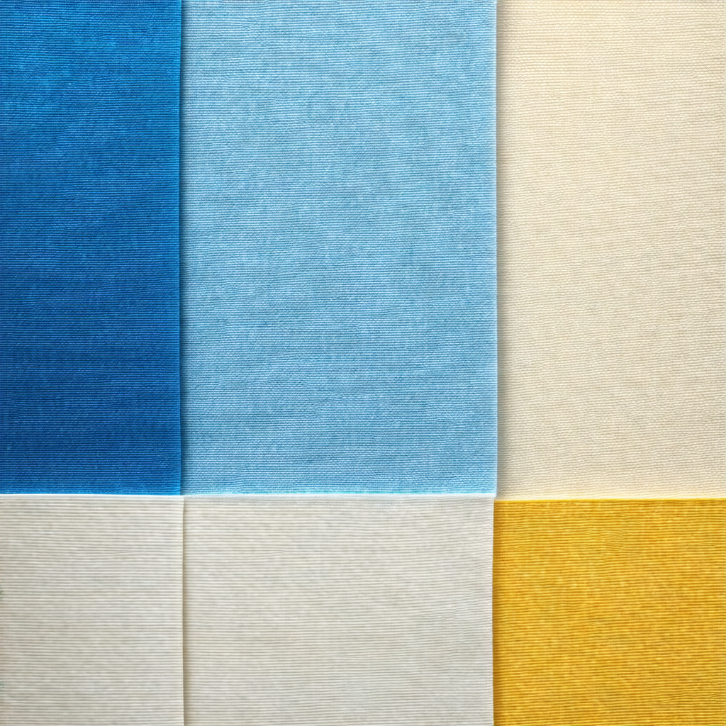 Blue, yellow, and white striped fabric