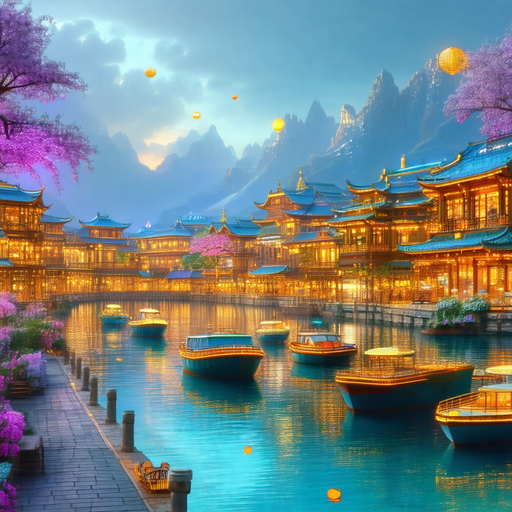 Beautiful scene of a river flowing through a city