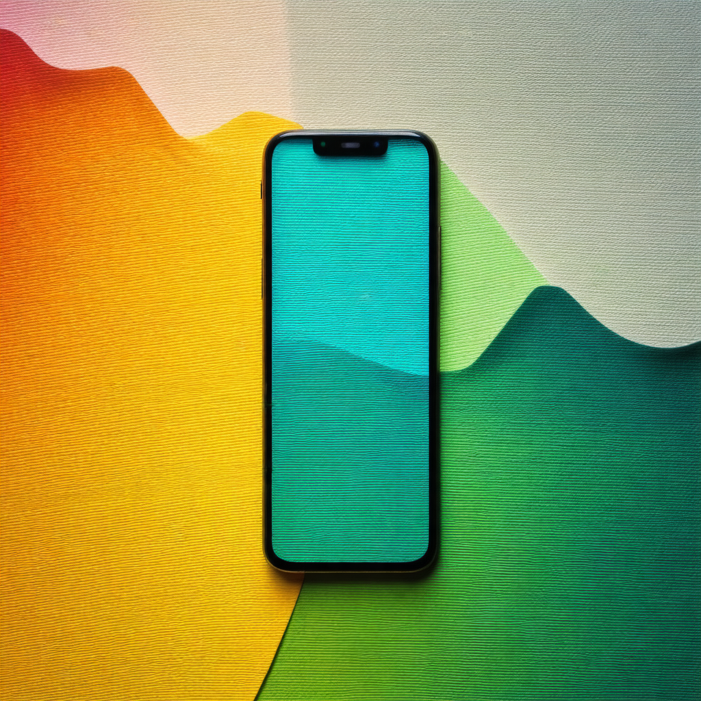 Cell phone placed on a colorful background