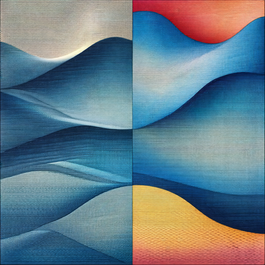 Painting of two different colored waves