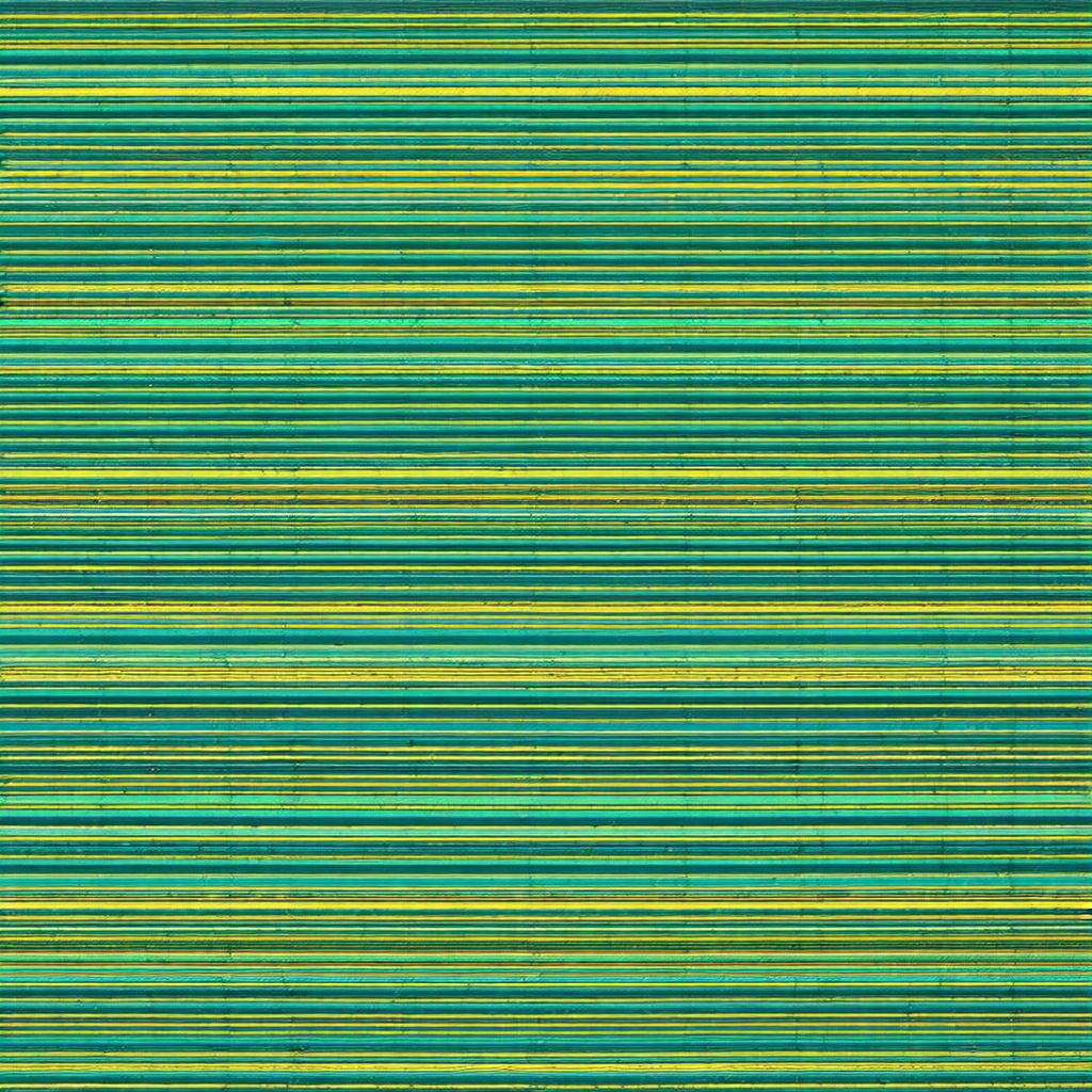 Large, colorful striped carpet with a blue and yellow col...