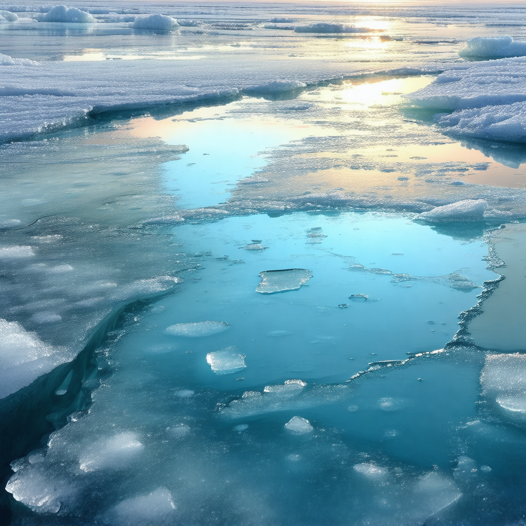 Large body of water with a blue-green hue, likely an ocea...