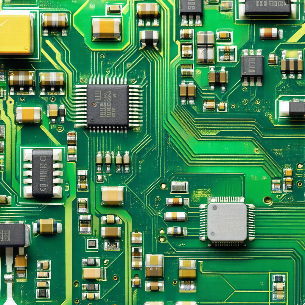 Close-up of a computer circuit board with various electro...