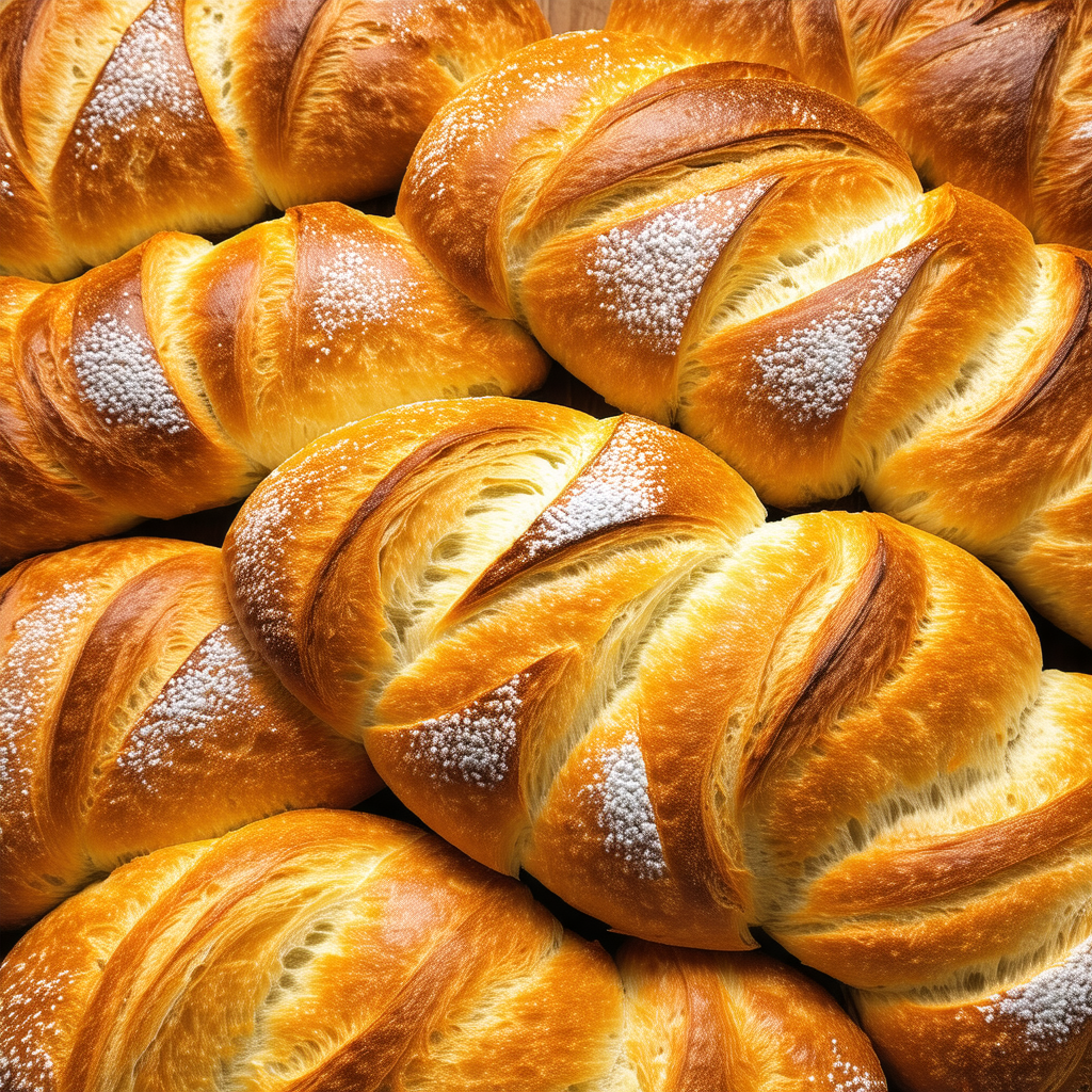 Large pile of freshly baked bread, with a variety of loav...