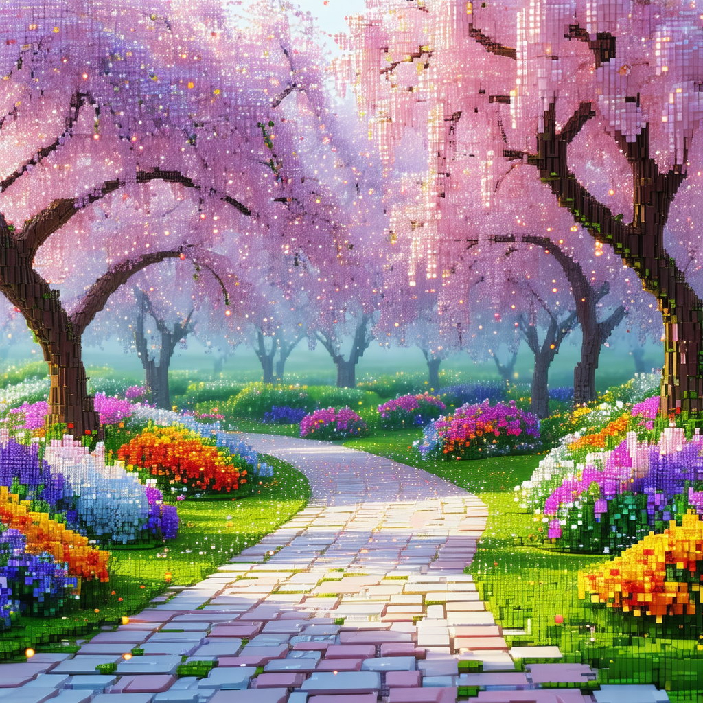 Beautiful garden with a pathway leading through it