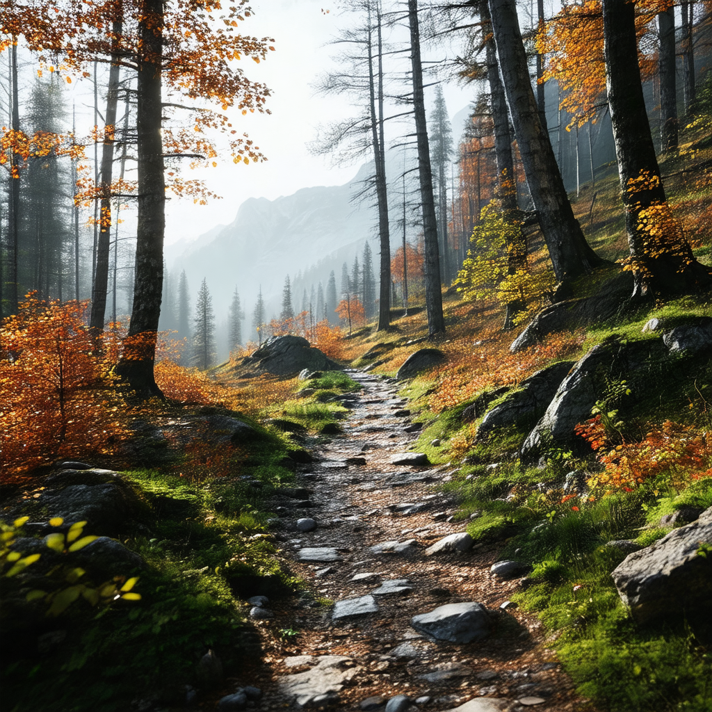 Black and white photo of a forest path surrounded by trees