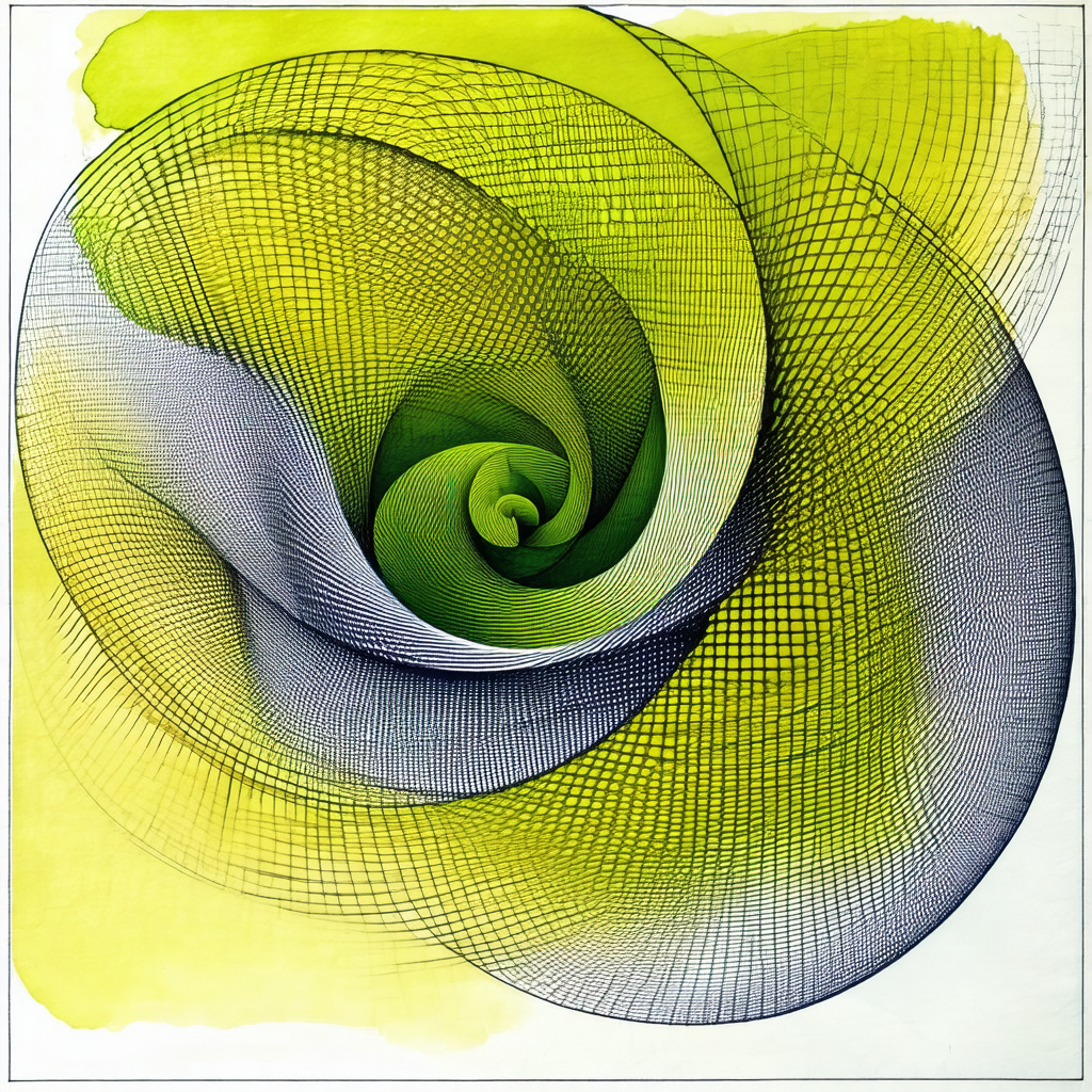 Large, colorful spiral design that resembles a green and ...