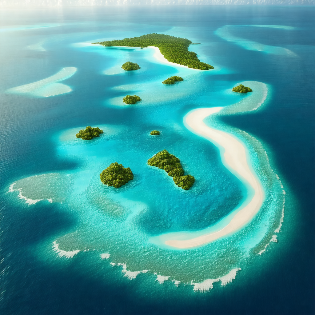 Beautiful tropical island with a sandy beach and a lush g...