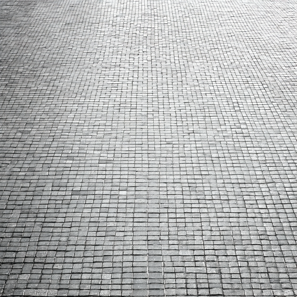 Large, tiled floor with a pattern of small, square tiles