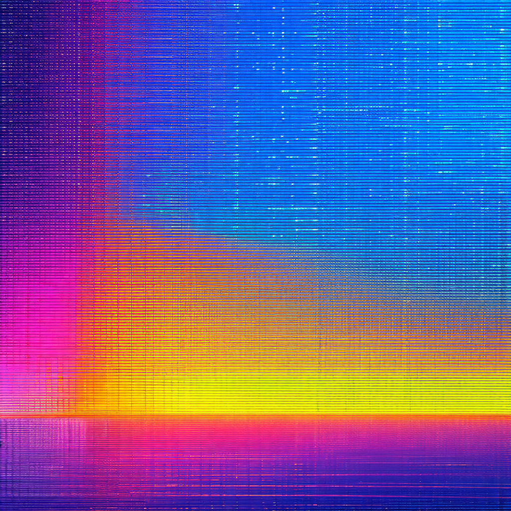 Colorful, abstract art piece featuring a vibrant mix of c...