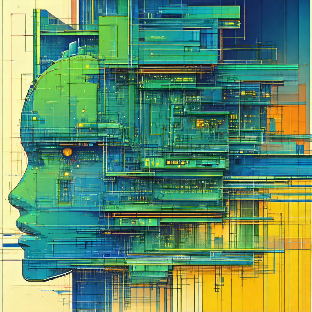 Colorful and abstract representation of a human head
