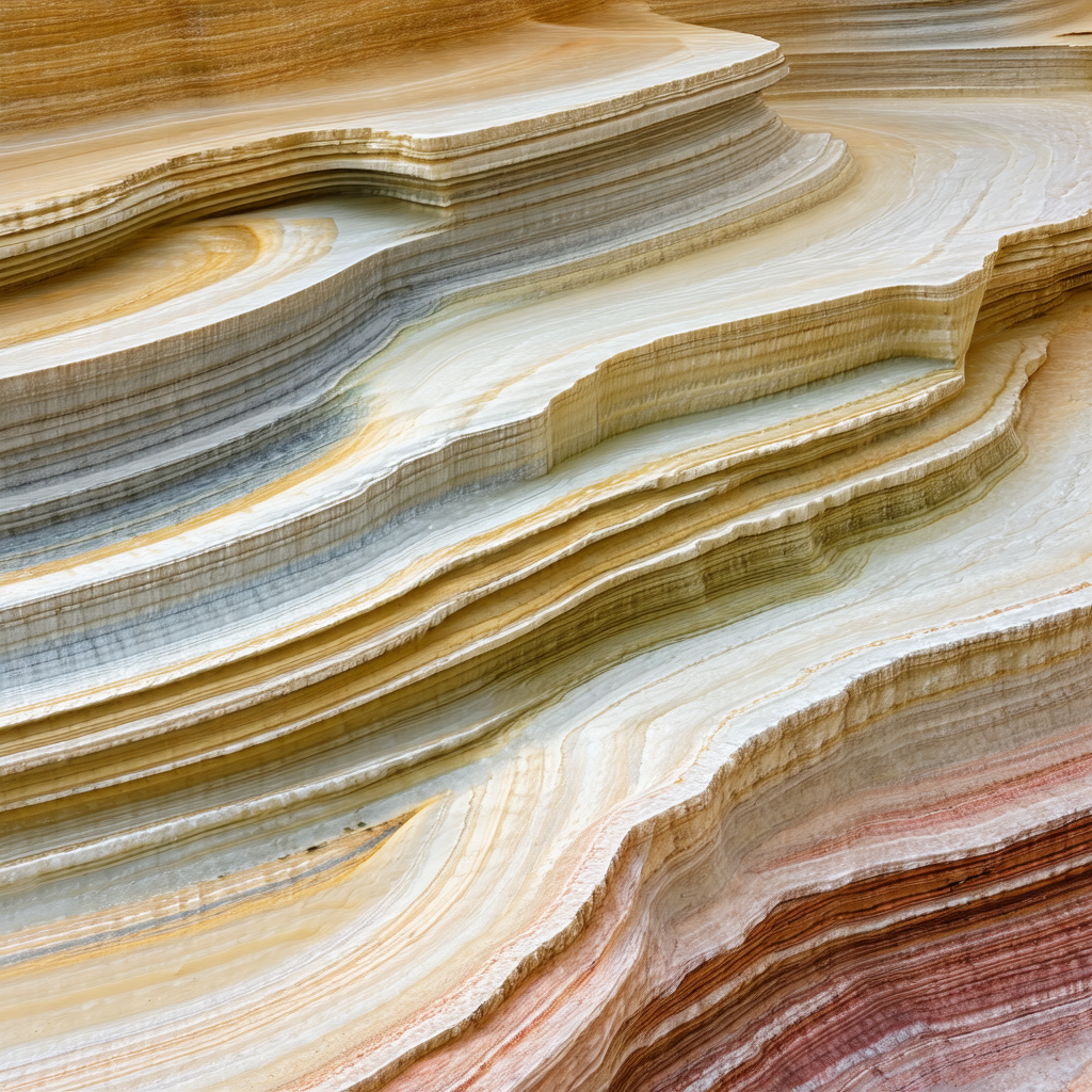 Large, colorful rock formation with a variety of colors a...