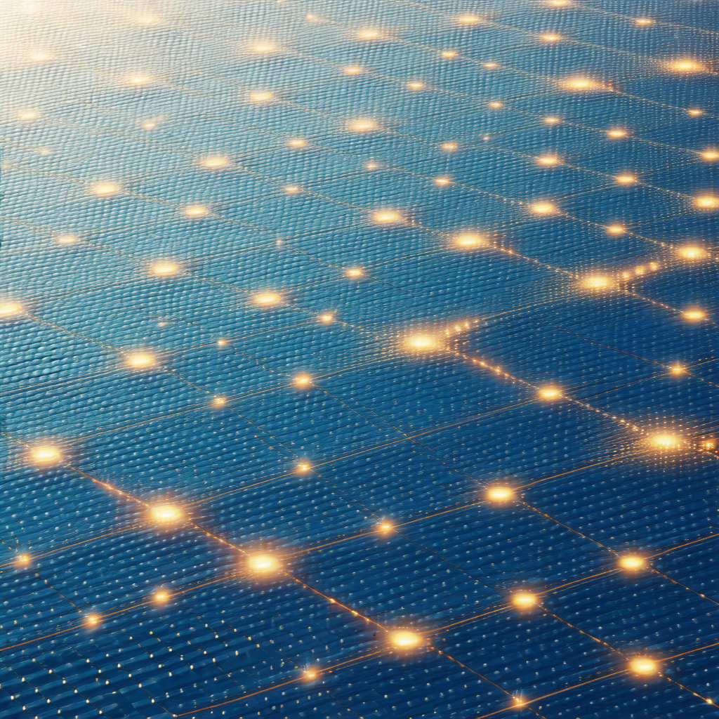 Blue solar panel with a pattern of yellow dots