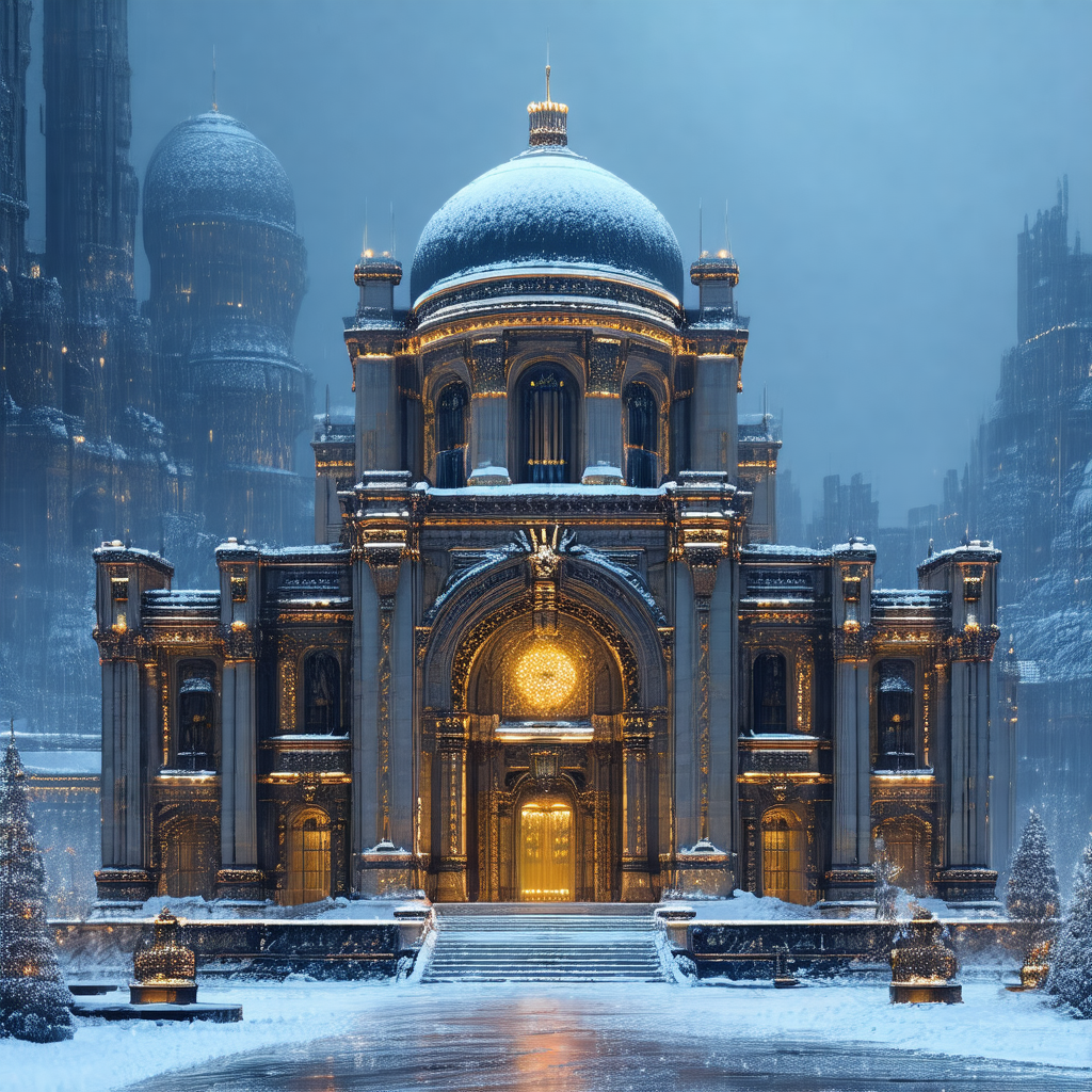 Large, ornate building with a gold dome, likely a church ...
