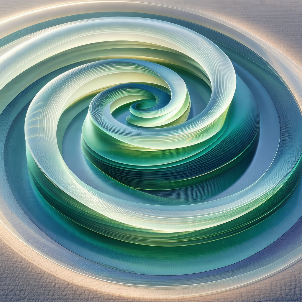 Large, colorful spiral made of light blue and green colors