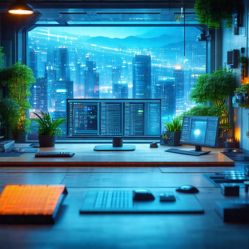 Computer desk with a laptop and a keyboard placed on it