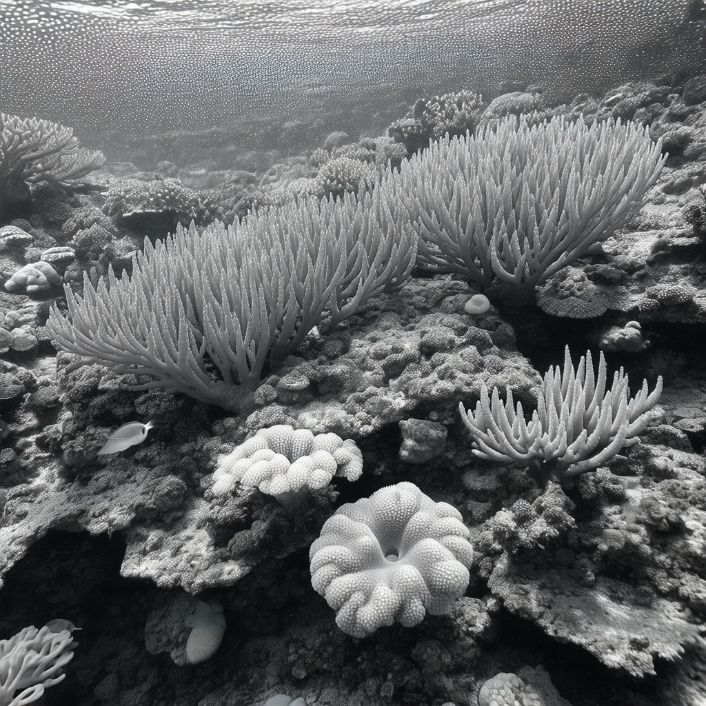 Vibrant underwater scene with a variety of colorful coral...