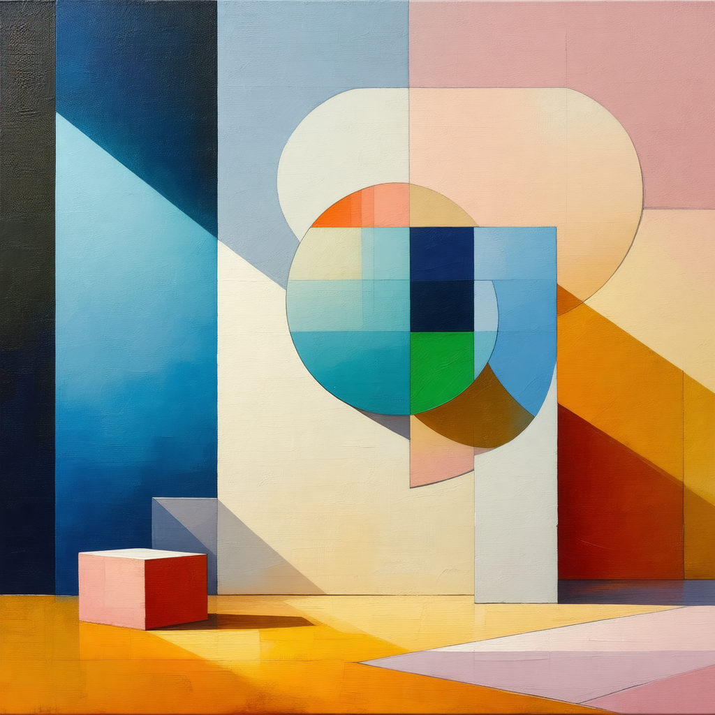 Large, colorful painting of a circle on a white wall
