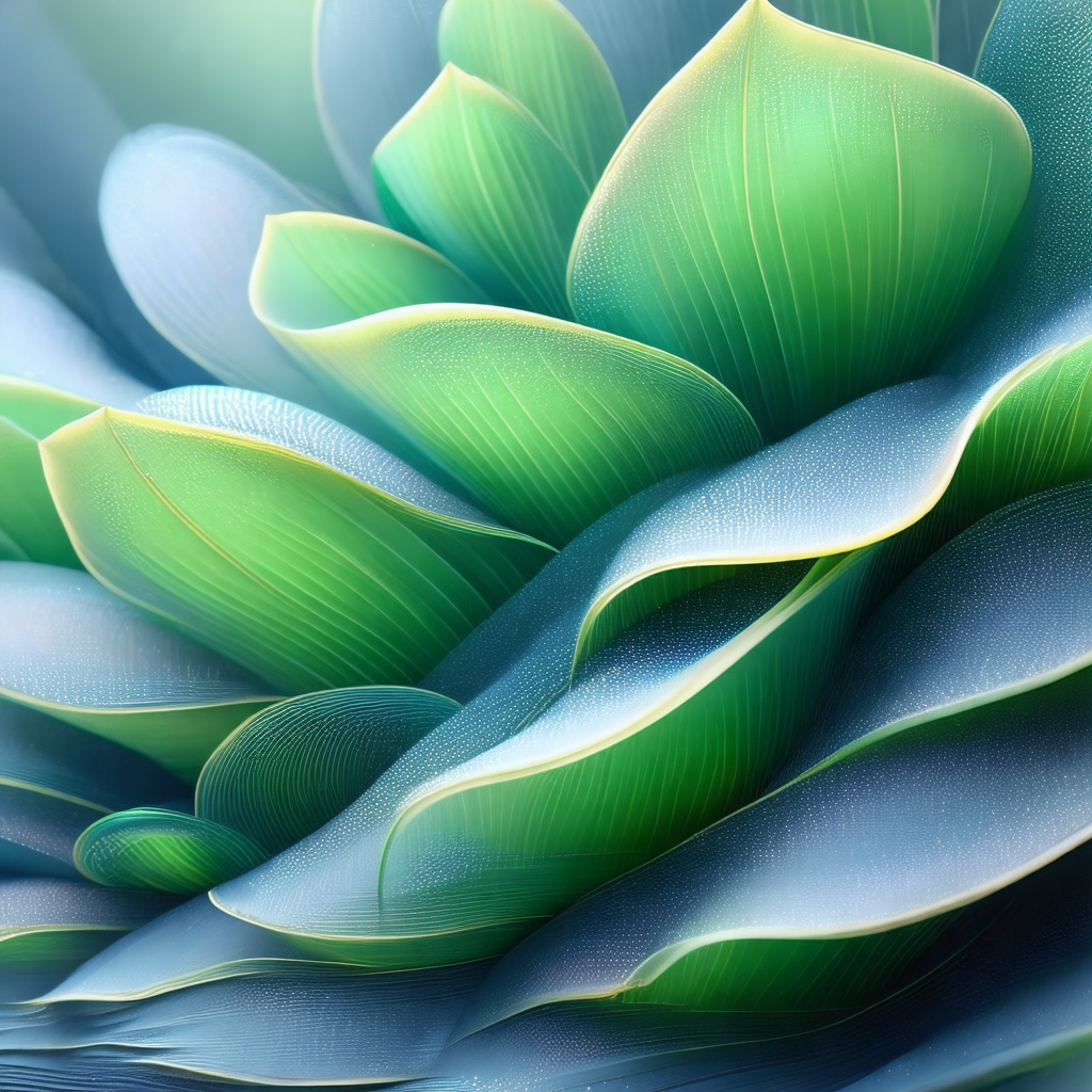 Large, colorful flower with a green and blue hue