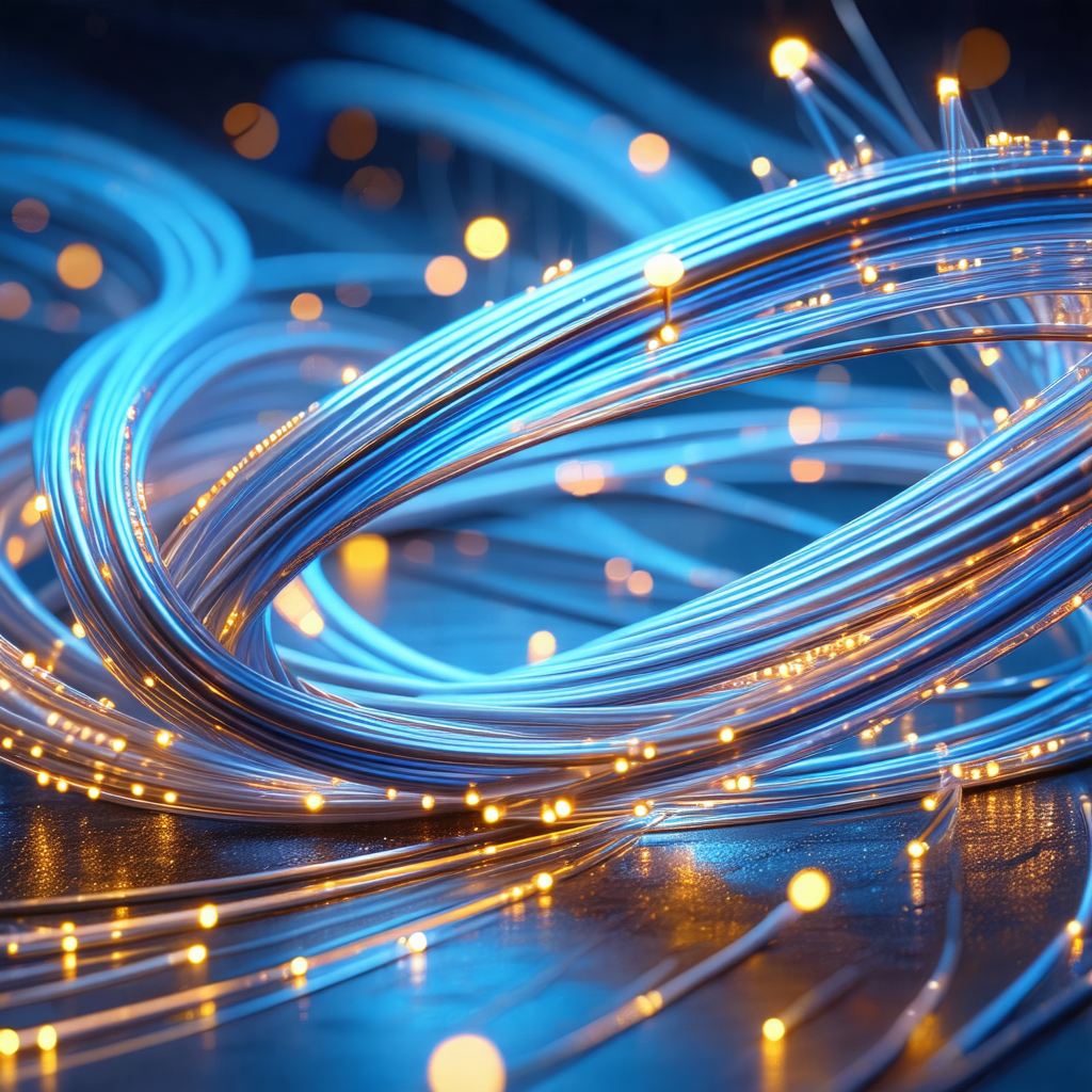 Close-up of a blue wire with many small lights on it