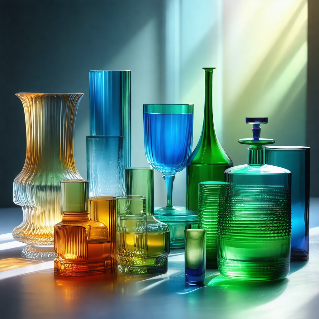 Table with a variety of glassware and bottles