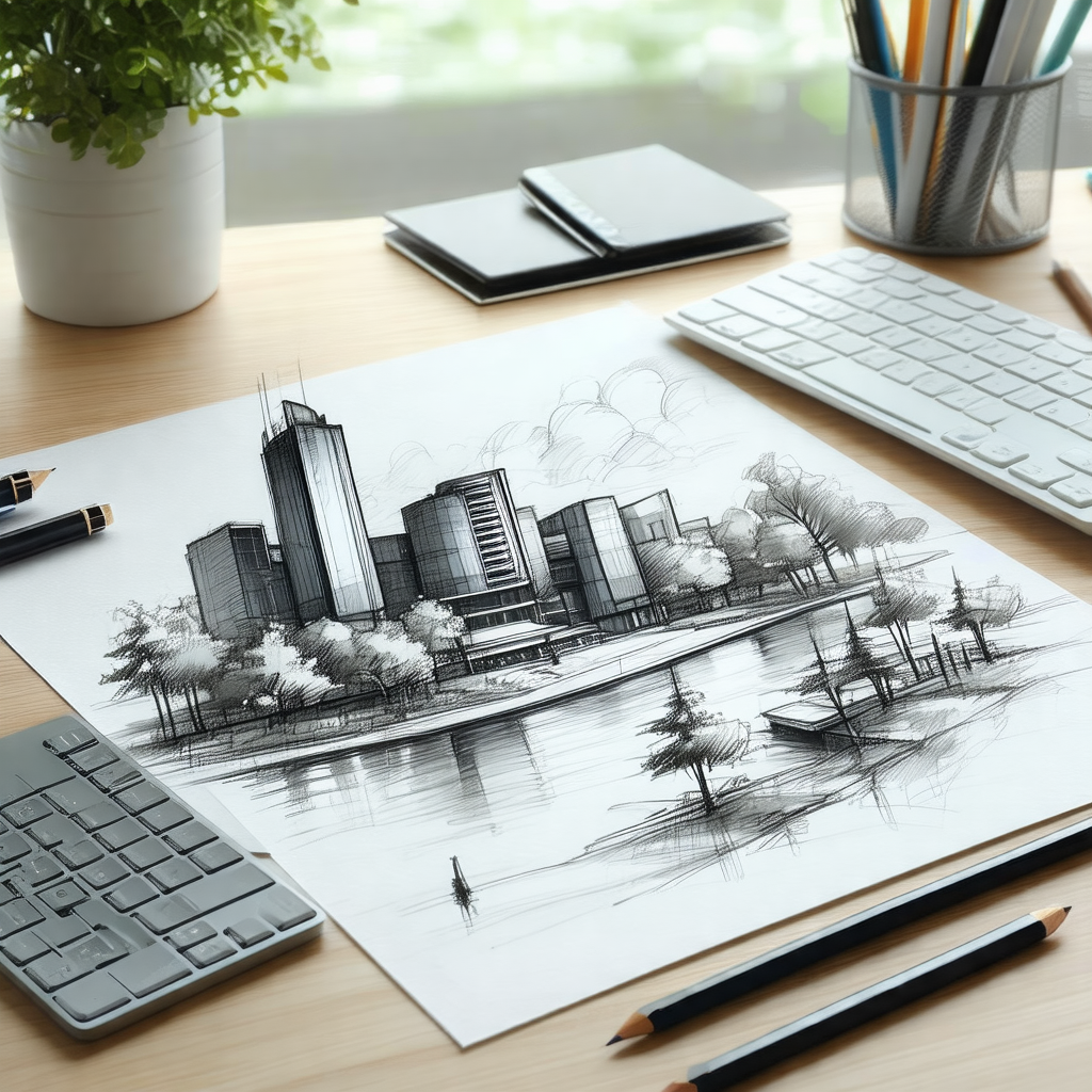 Desk with a keyboard and a mouse on it