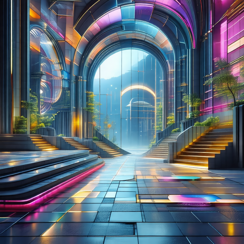 Futuristic, colorful, and abstract representation of a city