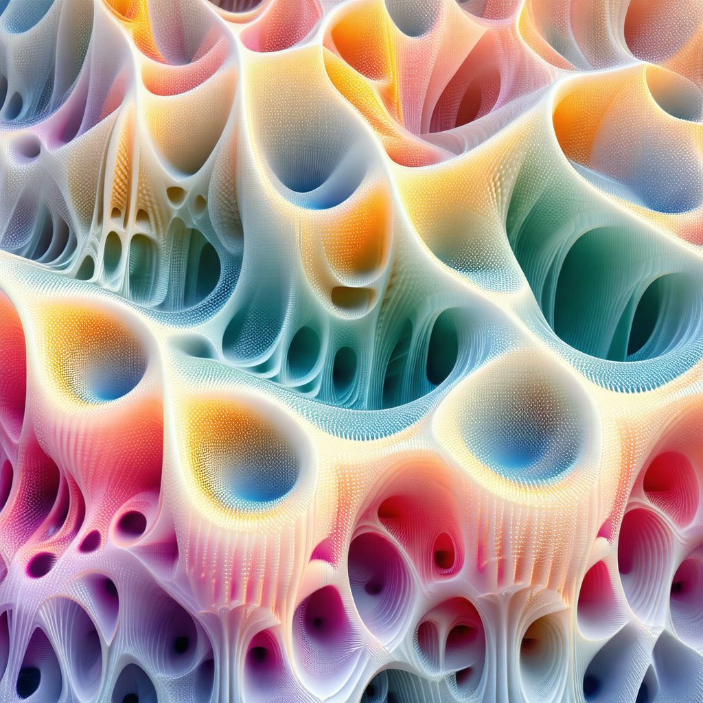 Vibrant and colorful 3d sculpture of a large, curved, and...