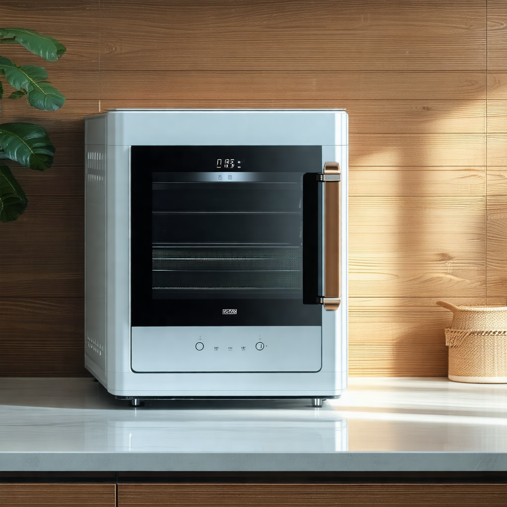 White microwave oven sitting on a countertop