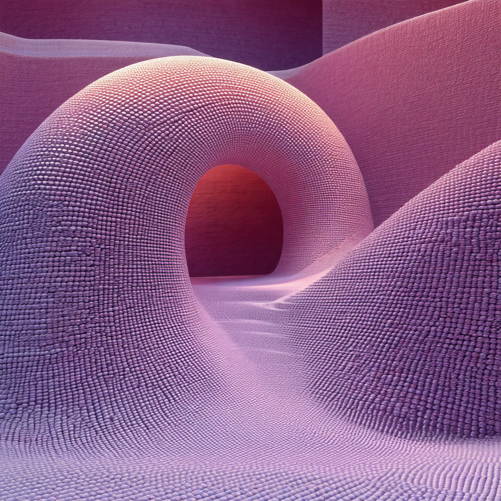 3d computer-generated artwork featuring a pink tunnel wit...