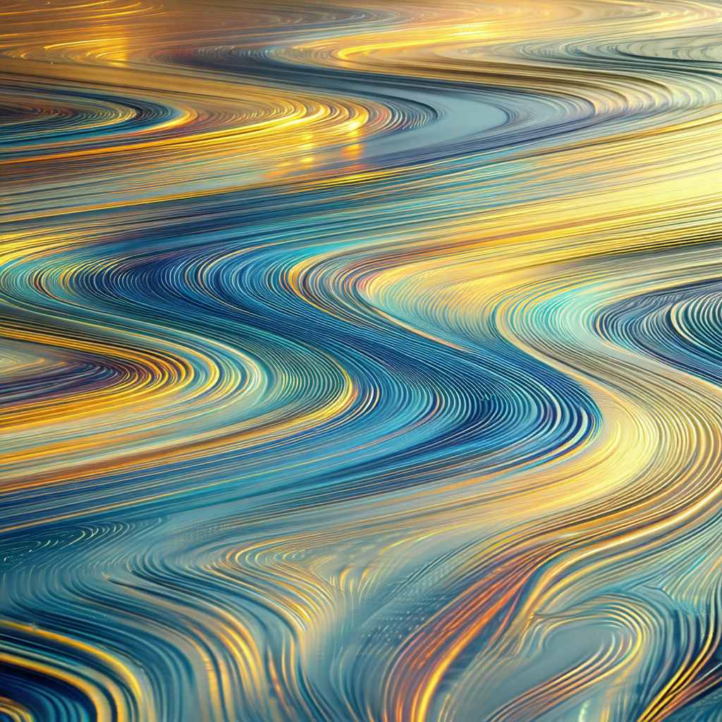 Vibrant blue and yellow ocean with a wave pattern