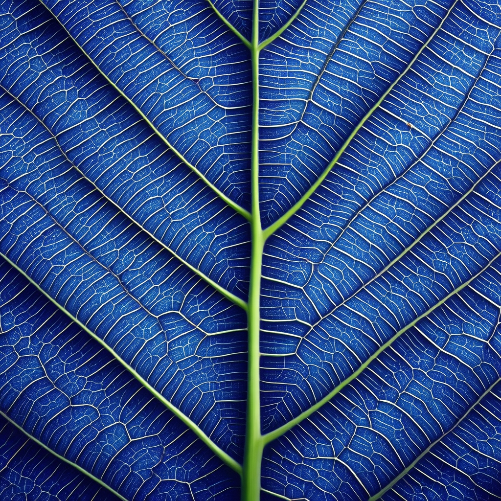 Close-up of a leaf with a blue background