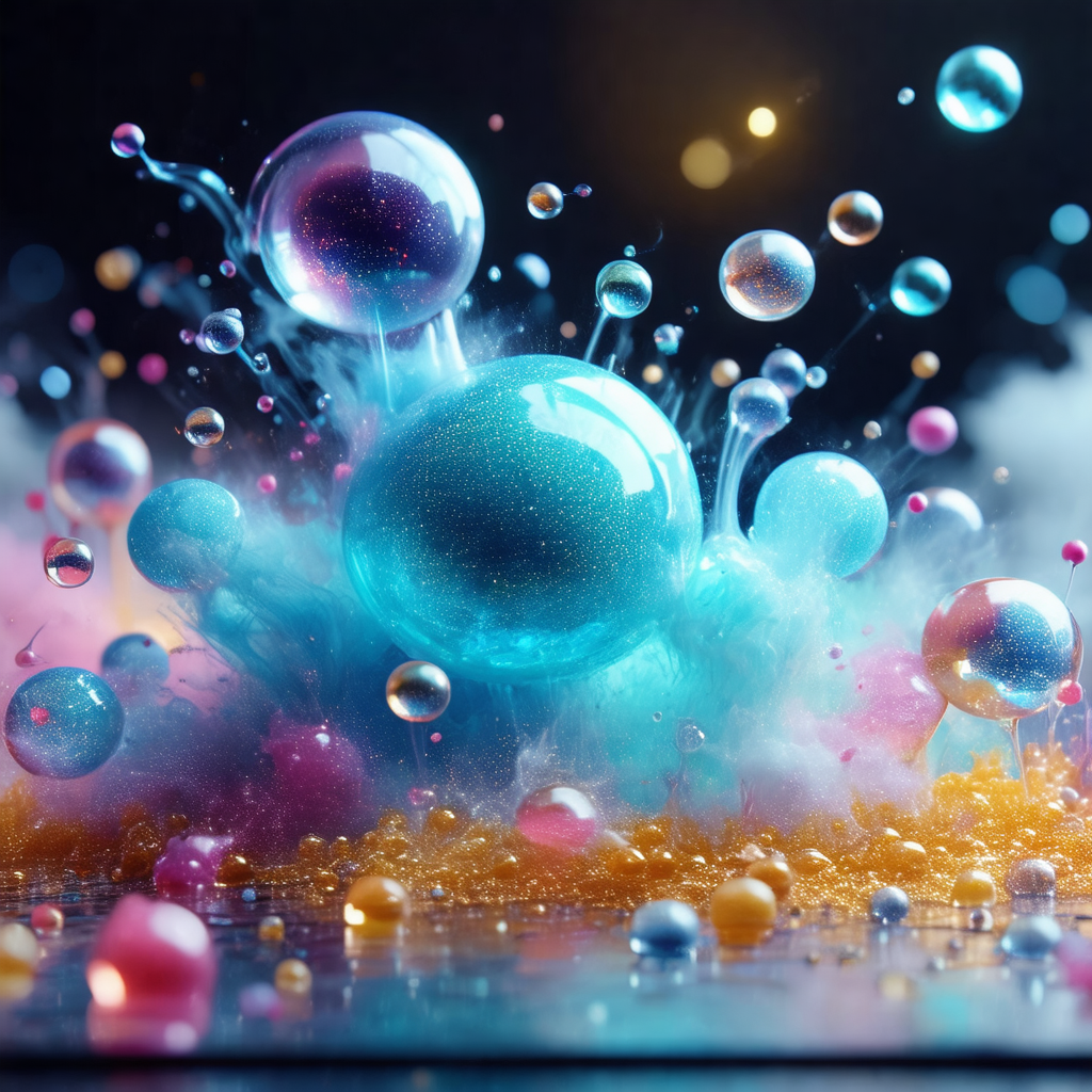 Vibrant and colorful scene with a blue and yellow ball at...
