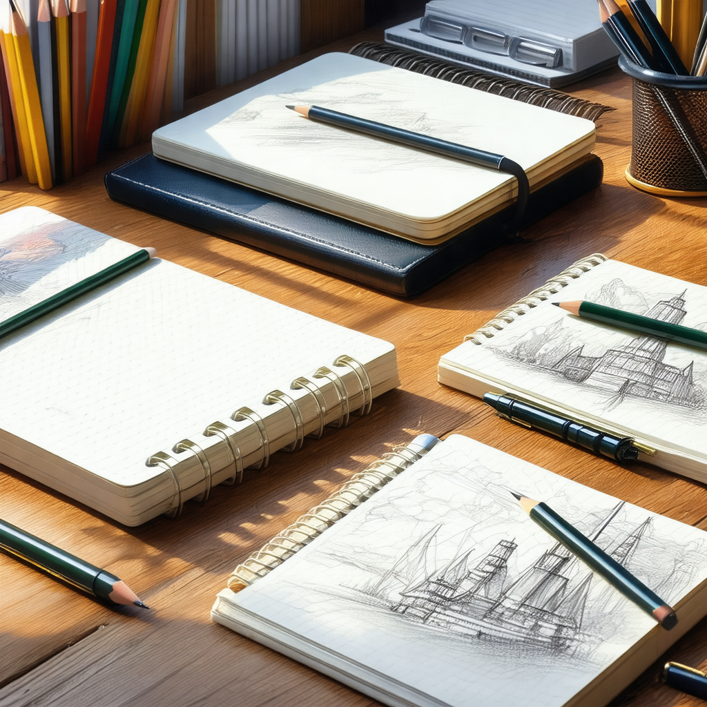 Wooden desk with various items on it