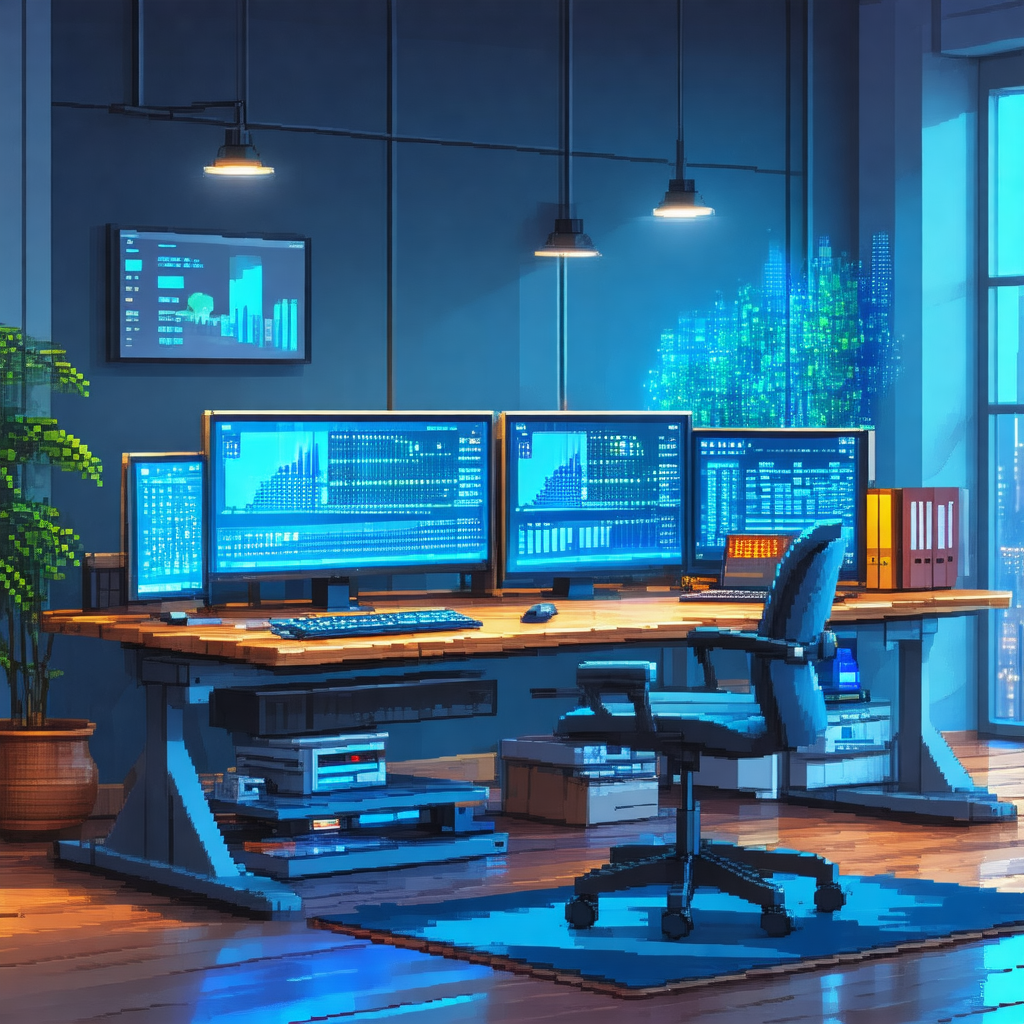 Well-equipped office space with a desk featuring a comput...