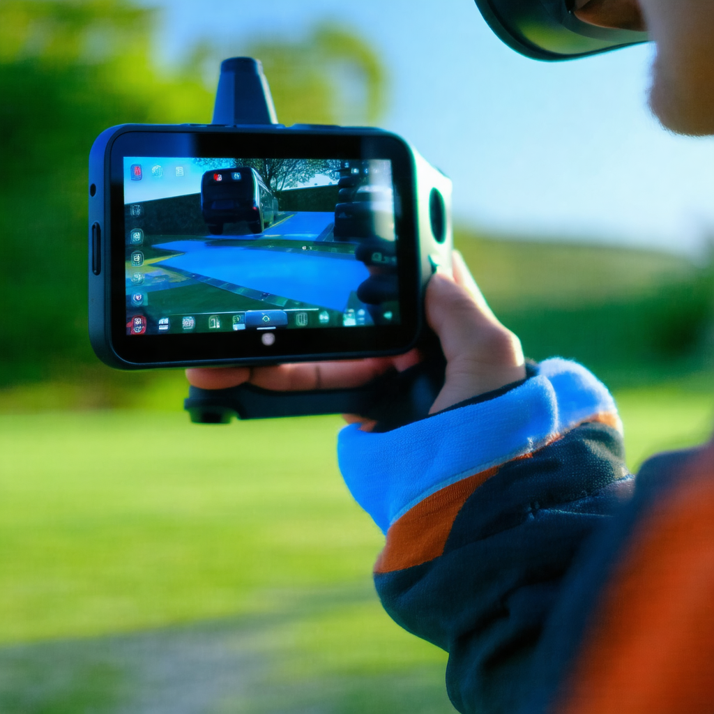 Person holding a small electronic device, possibly a smar...