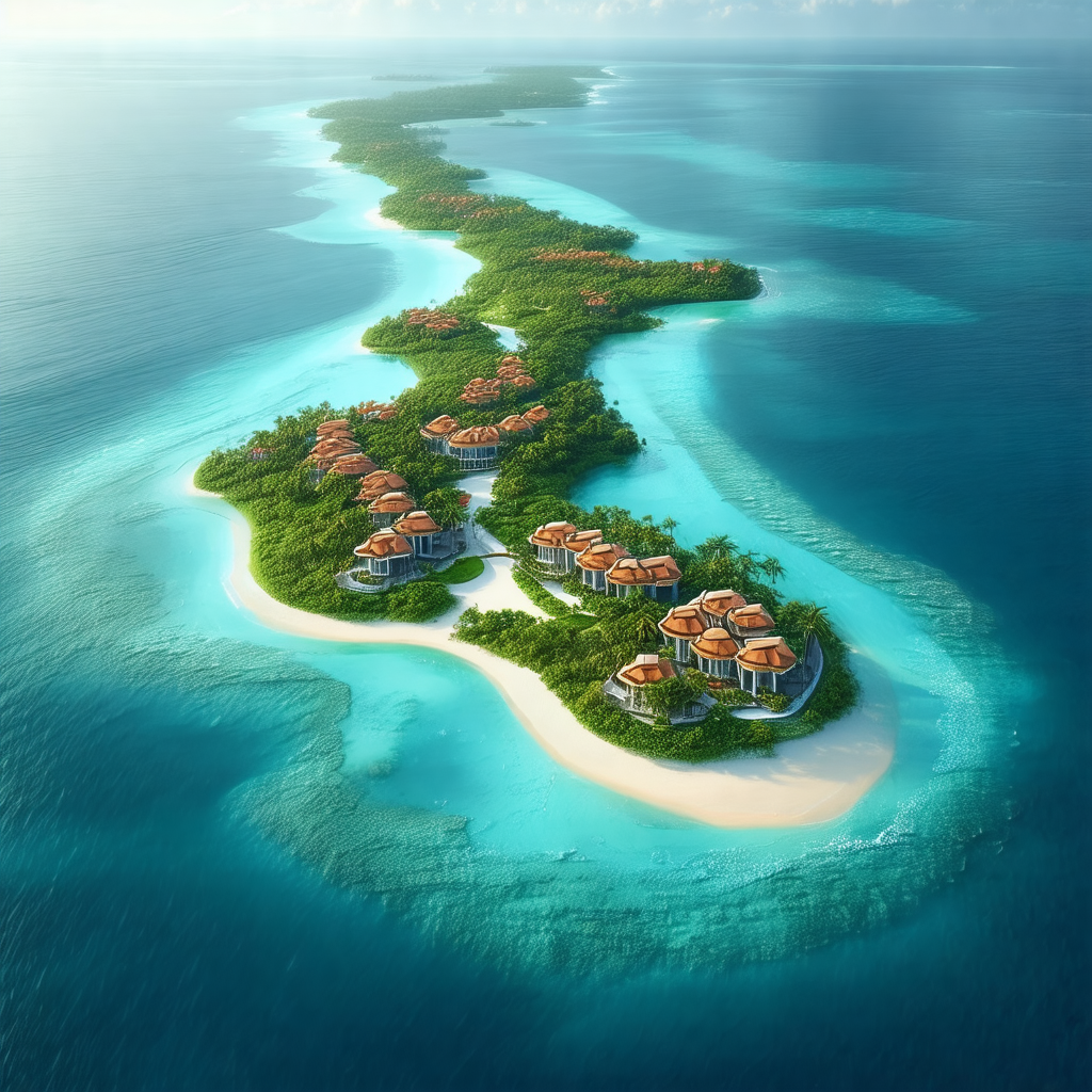 Beautiful tropical island with a sandy beach and a lagoon