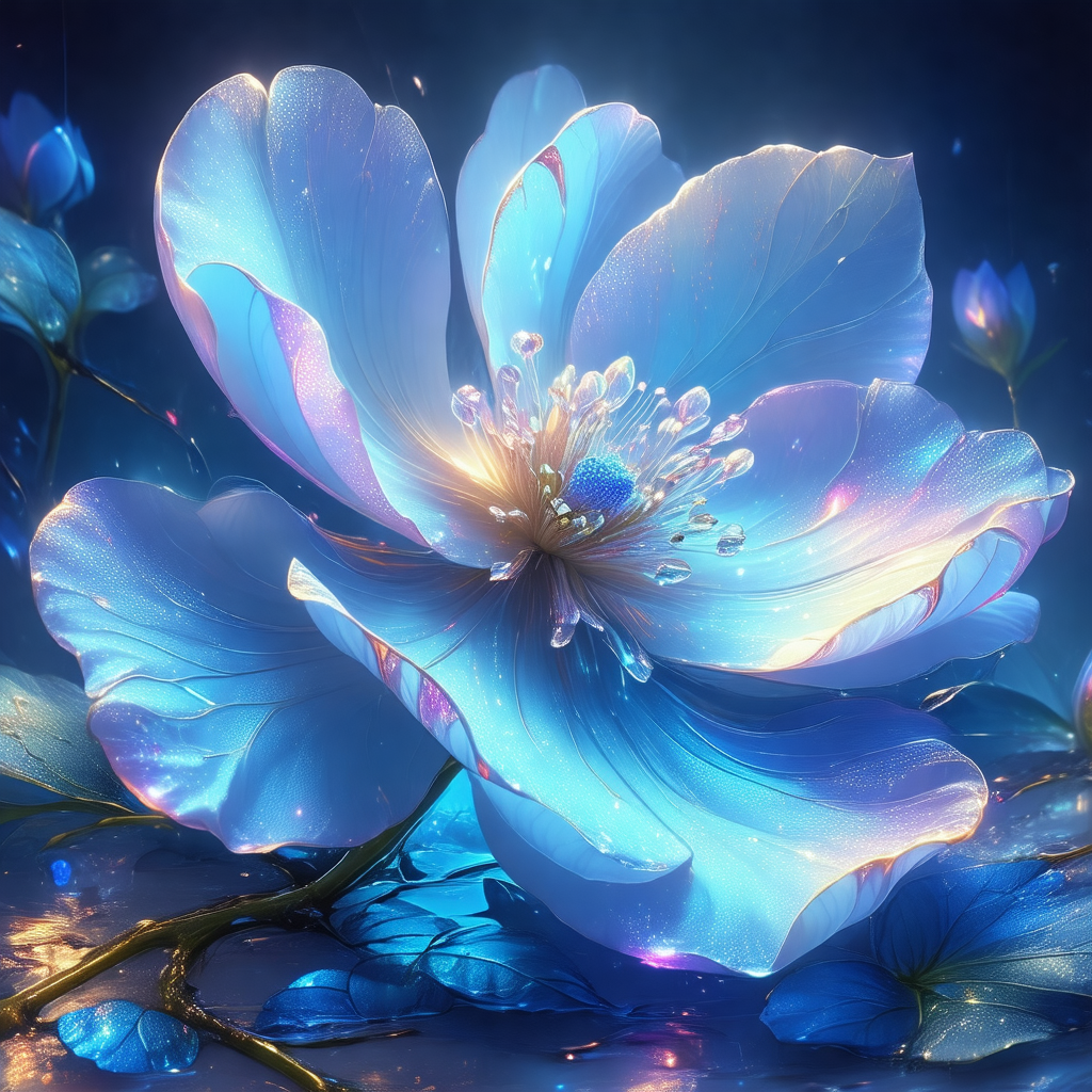 Beautiful blue flower with a yellow center, sitting in a ...