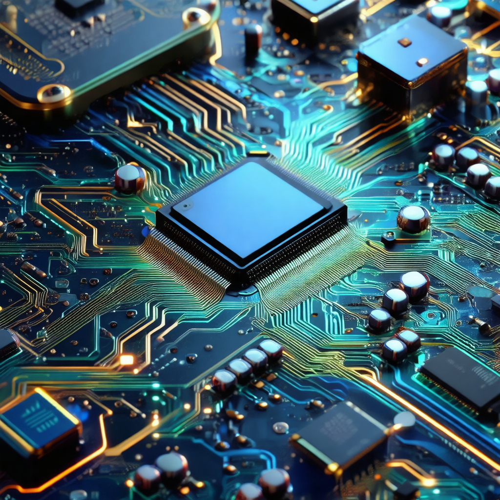 Close-up of a computer circuit board with various electro...