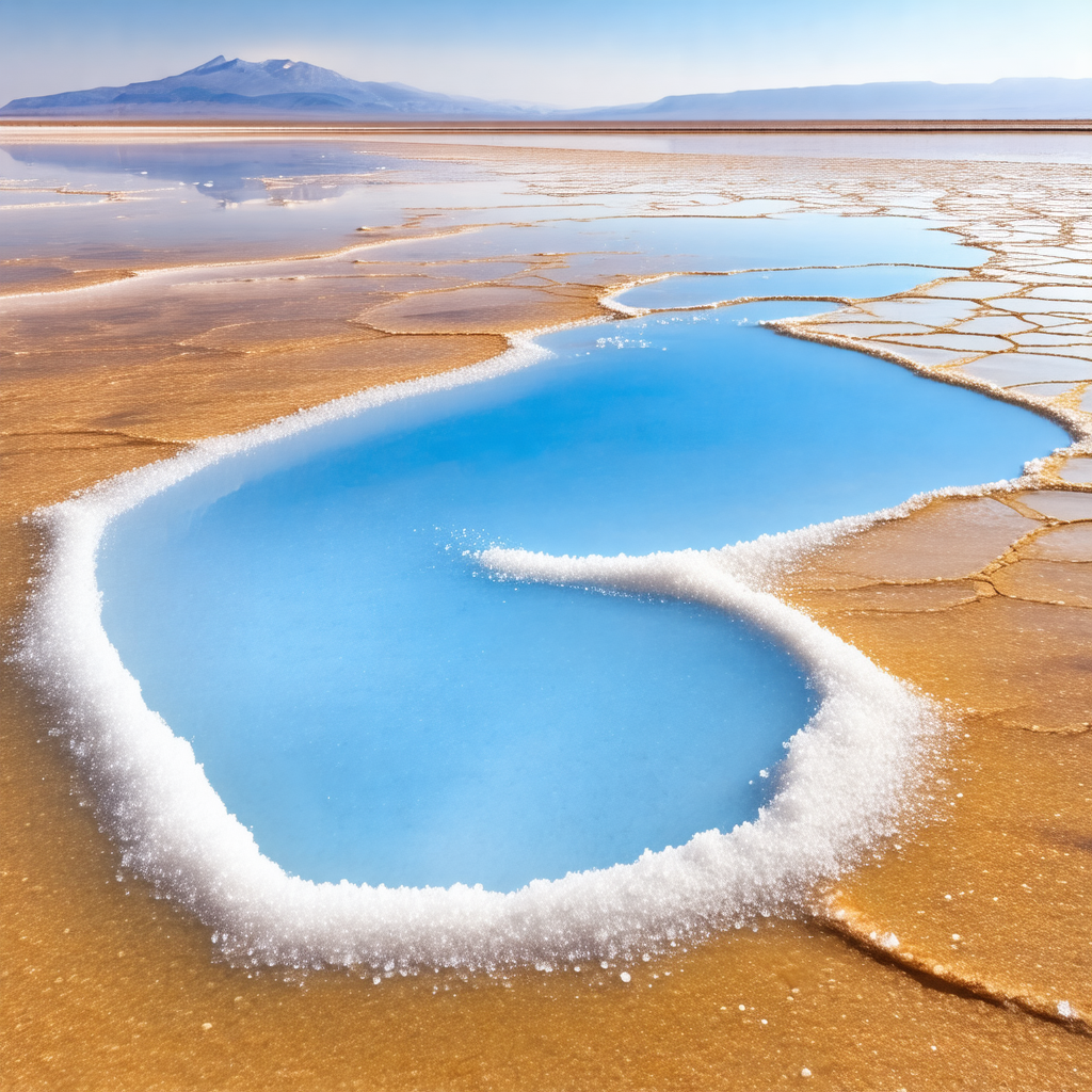 Beautiful blue lake surrounded by a desert landscape