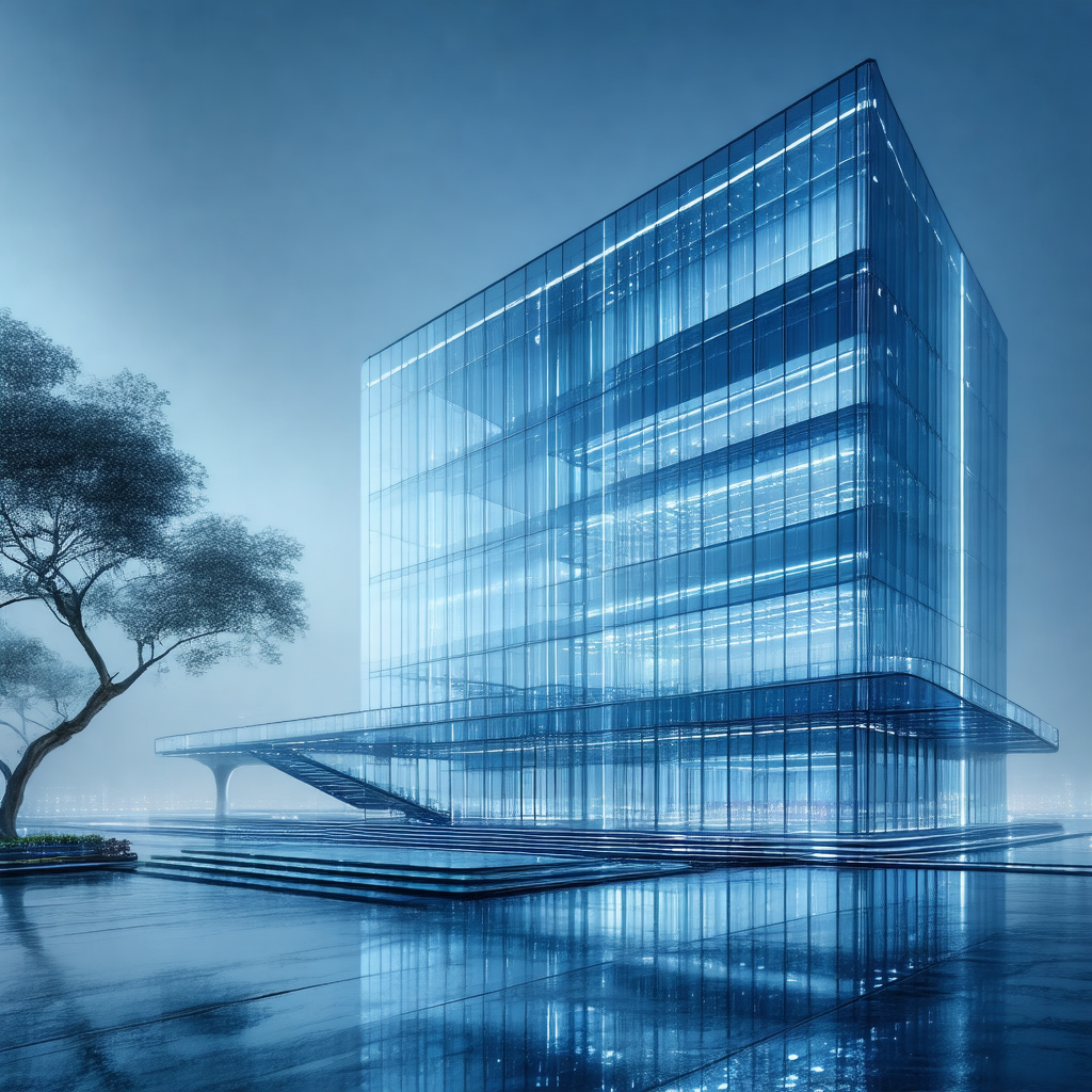Large, modern building with a glass facade