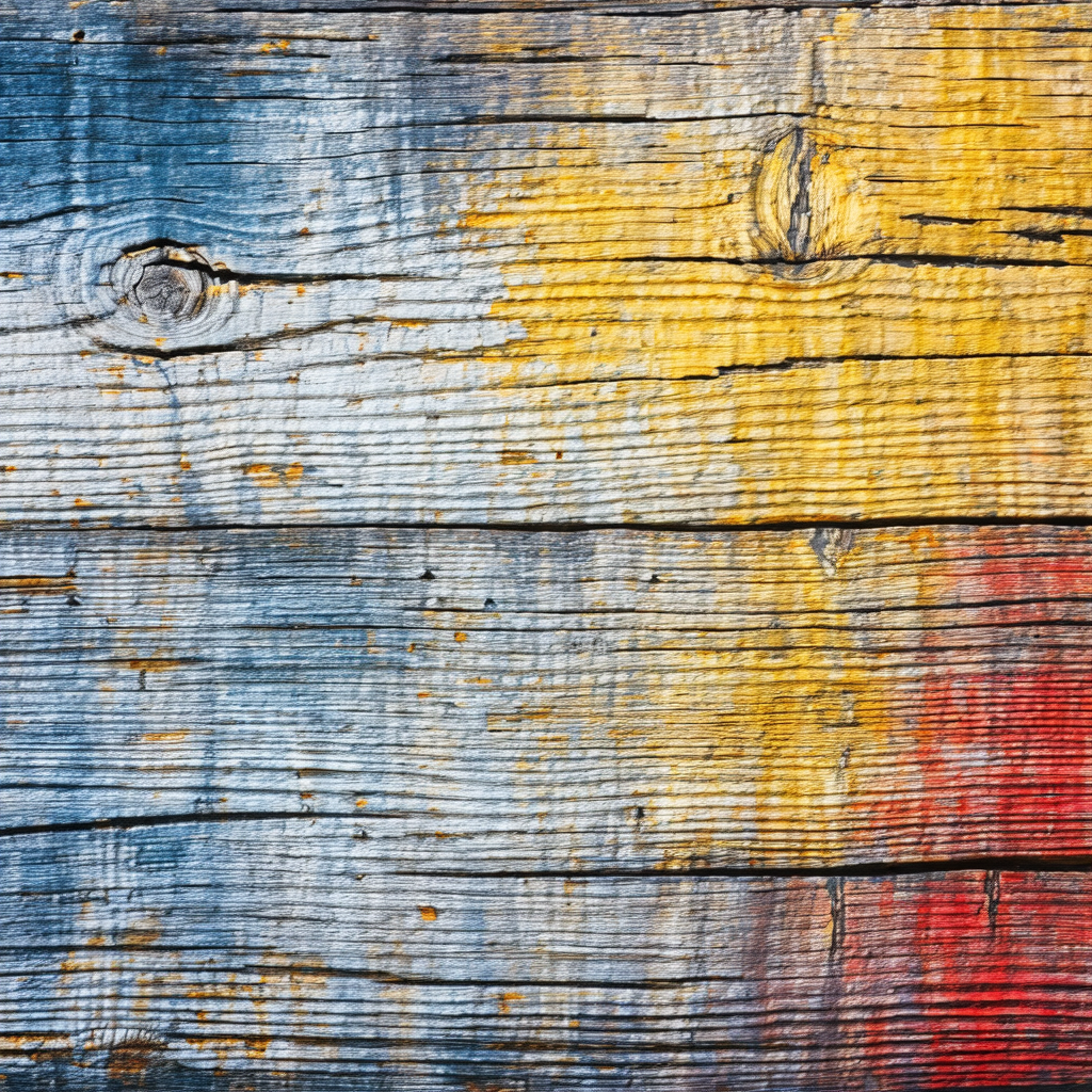Wooden plank with a colorful design