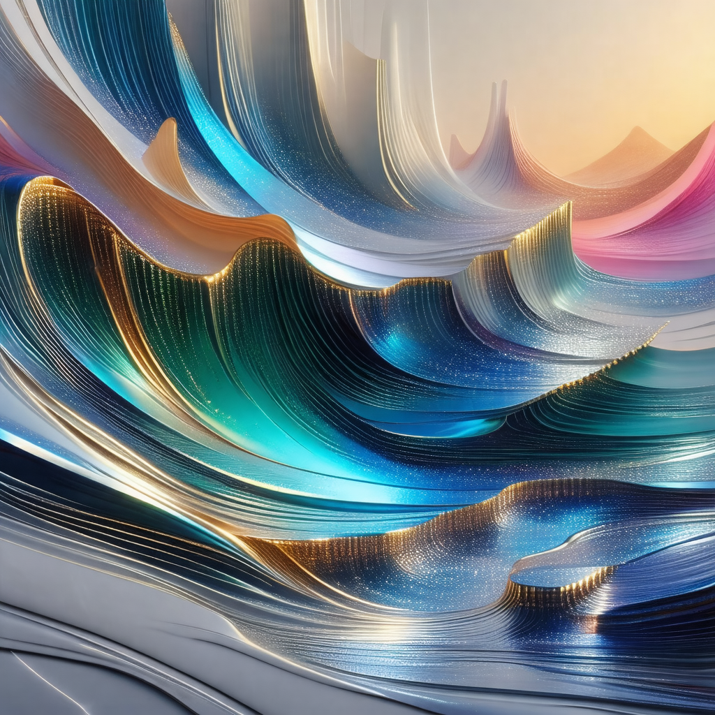 Digital painting of a wave, featuring a mix of blue and g...