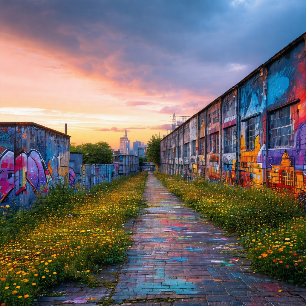 Long, narrow alleyway with a brick road