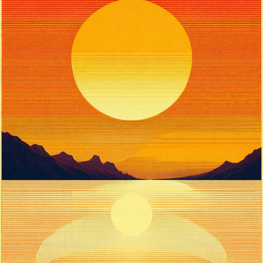 Beautiful sunset over a body of water, with the sun setti...