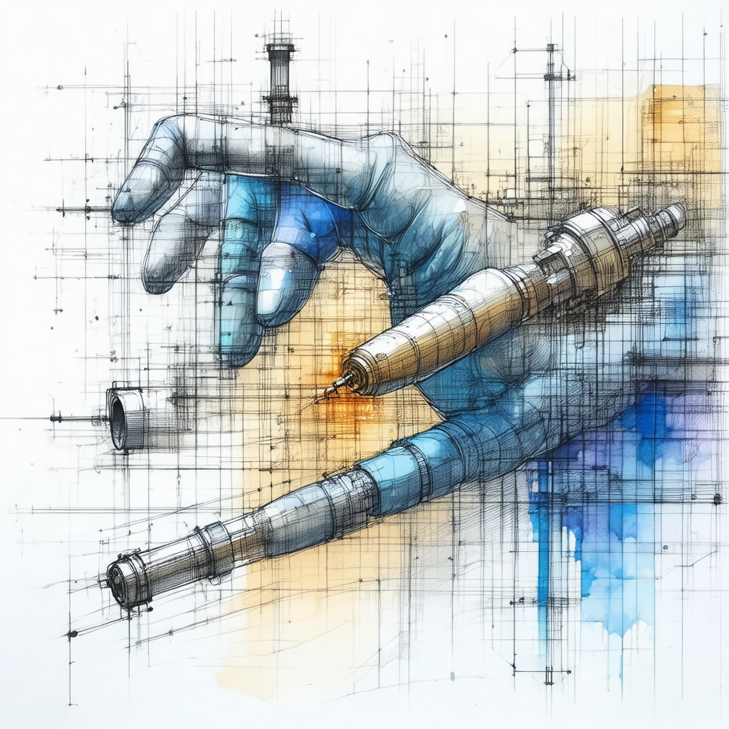 Detailed drawing of a hand holding a pen