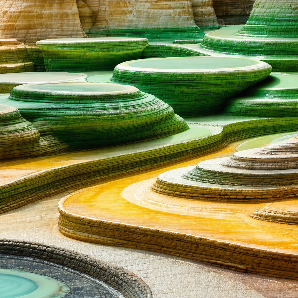 Large, colorful rock formation with a variety of differen...