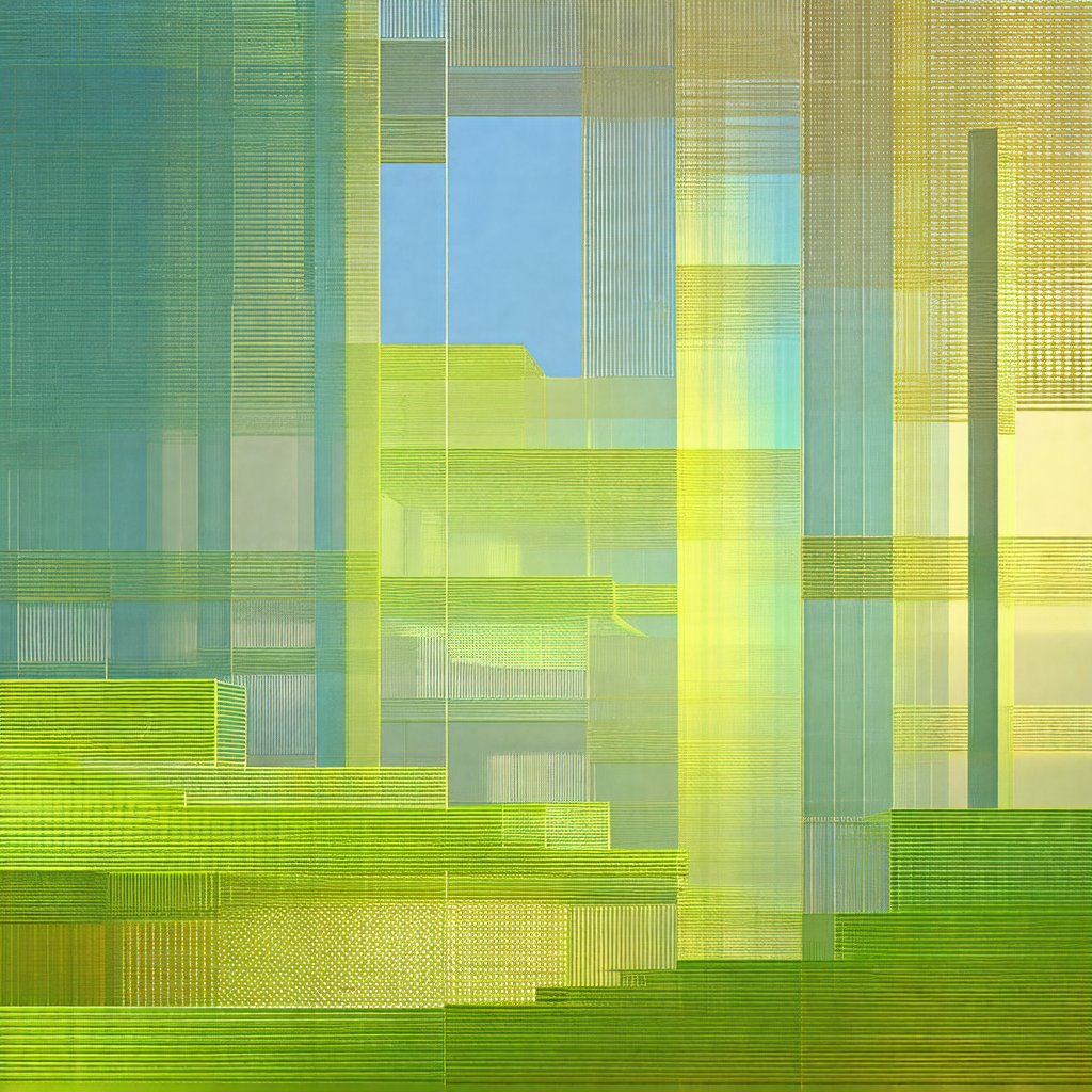 Colorful, abstract painting of a forest