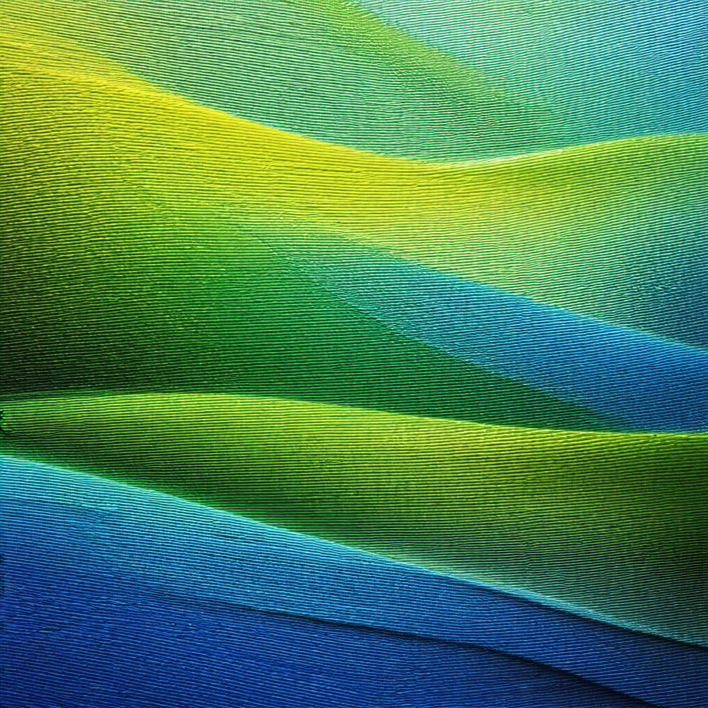 Painting of a blue and green wave