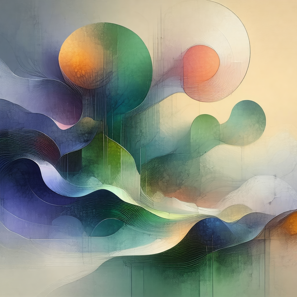 Painting of a colorful, abstract landscape